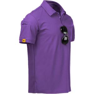 imageZITY Mens Polo Shirt Short Sleeve Sports Tactical TShirt Athletic Golf Polos Daily Casual Stylish Collared Shirts for MenViolet