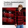 imageZITY Boys Flannel Jacket Sherpa Lined Hoodies Zip Up Fleece Plaid Shirt Unisex Winter Coat Kids Outerwear 615 YearsBlack Red