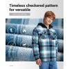 imageZITY Boys Flannel Jacket Sherpa Lined Hoodies Zip Up Fleece Plaid Shirt Unisex Winter Coat Kids Outerwear 615 YearsBlue White