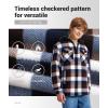imageZITY Boys Flannel Jacket Sherpa Lined Hoodies Zip Up Fleece Plaid Shirt Unisex Winter Coat Kids Outerwear 615 YearsCoffee
