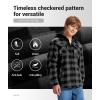 imageZITY Boys Flannel Jacket Sherpa Lined Hoodies Zip Up Fleece Plaid Shirt Unisex Winter Coat Kids Outerwear 615 YearsDark Grey