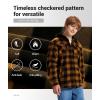 imageZITY Boys Flannel Jacket Sherpa Lined Hoodies Zip Up Fleece Plaid Shirt Unisex Winter Coat Kids Outerwear 615 YearsOrange Black