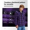 imageZITY Boys Flannel Jacket Sherpa Lined Hoodies Zip Up Fleece Plaid Shirt Unisex Winter Coat Kids Outerwear 615 YearsPurple