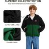 imageZITY Boys Fleece Jacket Sherpa Lined Hoodie Zip Up Sweatshirt Warm Outerwear Winter Coat for Kids 615 YearsBlack Green