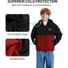 imageZITY Boys Fleece Jacket Sherpa Lined Hoodie Zip Up Sweatshirt Warm Outerwear Winter Coat for Kids 615 YearsBlack Red