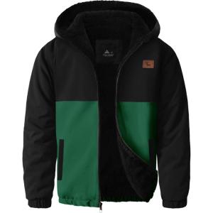 imageZITY Boys Fleece Jacket Sherpa Lined Hoodie Zip Up Sweatshirt Warm Outerwear Winter Coat for Kids 615 YearsBlack Green