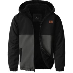 imageZITY Boys Fleece Jacket Sherpa Lined Hoodie Zip Up Sweatshirt Warm Outerwear Winter Coat for Kids 615 YearsBlack Grey