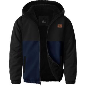 imageZITY Boys Fleece Jacket Sherpa Lined Hoodie Zip Up Sweatshirt Warm Outerwear Winter Coat for Kids 615 YearsBlack Navy