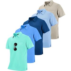 imageZITY 5 Pack Polo Shirts for Men with Pocket Dry Quickly Short Sleeve Athletic Outdoor Work Collared ShirtsApricotlight Blueroyal Bluelight Royal Blueemerald Blue