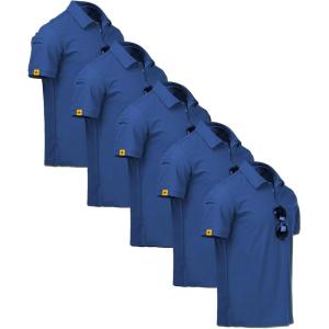 imageZITY 5 Pack Mens Polo Shirt Short Sleeve Sports Golf Tennis TShirt MoistureWicking Summer ShirtsSapphire Blue