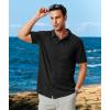 imageZITY Mens Casual Hawaiian Beach Vacation Summer Shirt Button Down Short Sleeve Textured ShirtsBlack