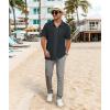 imageZITY Mens Casual Hawaiian Beach Vacation Summer Shirt Button Down Short Sleeve Textured ShirtsDark Grey