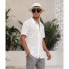 imageZITY Mens Casual Hawaiian Beach Vacation Summer Shirt Button Down Short Sleeve Textured ShirtsWhite