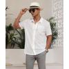 imageZITY Mens Casual Hawaiian Beach Vacation Summer Shirt Button Down Short Sleeve Textured ShirtsWhite