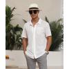 imageZITY Mens Casual Hawaiian Beach Vacation Summer Shirt Button Down Short Sleeve Textured ShirtsWhite