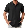 imageZITY Mens Casual Hawaiian Beach Vacation Summer Shirt Button Down Short Sleeve Textured ShirtsBlack