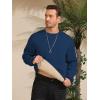 imageZITY Mens Crewneck Sweatshirt Heavyweight Fleece Sweatshirts Kangaroo Pocket Thick Winter Sherpa Lined Long Sleeve PulloverNavy