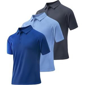 imageZITY 3 Pack Mens Polo Shirts Short Sleeve Performance Moisture Wicking Business Casual Athletic Collared Golf Shirts for MenGreylight Blueroyal Blue