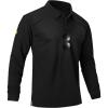 imageMens Long Sleeve Polo Shirts 3 Button Down with Pocket Classic Golf Breathable Solid Color Designed Collared Casual TeeBlack