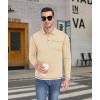 imageZITY Mens Casual Long Sleeve Polo Shirts Classic Button Cotton Work TShirt Collared Basic Golf Shirt with PocketApricot