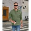 imageZITY Mens Casual Long Sleeve Polo Shirts Classic Button Cotton Work TShirt Collared Basic Golf Shirt with PocketArmy Green