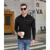 imageZITY Mens Casual Long Sleeve Polo Shirts Classic Button Cotton Work TShirt Collared Basic Golf Shirt with PocketBlack