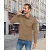 imageZITY Mens Casual Long Sleeve Polo Shirts Classic Button Cotton Work TShirt Collared Basic Golf Shirt with PocketKhaki