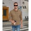 imageZITY Mens Casual Long Sleeve Polo Shirts Classic Button Cotton Work TShirt Collared Basic Golf Shirt with PocketKhaki