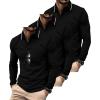 imageZITY 3 Pack Men Polo Shirts Long Sleeve with Pocket Golf Shirts Shirts for Men Casual Work Athletic Collared TShirtsBlack Black Black