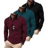 imageZITY 3 Pack Men Polo Shirts Long Sleeve with Pocket Golf Shirts Shirts for Men Casual Work Athletic Collared TShirtsBlack Duckblue Winered