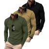 imageZITY 3 Pack Men Polo Shirts Long Sleeve with Pocket Golf Shirts Shirts for Men Casual Work Athletic Collared TShirtsBlack Green Khaki