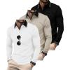 imageZITY 3 Pack Men Polo Shirts Long Sleeve with Pocket Golf Shirts Shirts for Men Casual Work Athletic Collared TShirtsBlack Lightkhaki White