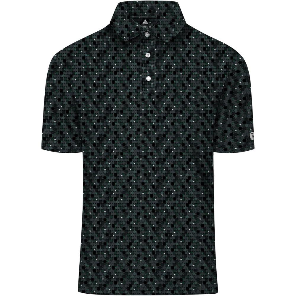 imageZITY Select Golf Shirts for Men Short Sleeve UPF 50 Print Performance Polo Moisture Wicking Funny Golf Collared ShirtsDark Green Octagram