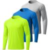 imageZITY 3 Pack Long Sleeve Shirts for Men UPF 50 Sun Protection Crew Neck TShirt Rash Guard for Hiking Running Swimming3packneon GreenRoyal BlueLight Gray