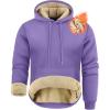 imageZITY Mens Sherpa Lined Hoodie Sweatshirts Heavy Pullover Kangaroo Pocket Winter Windproof Warm Fleece Hoodie AthleticPurple