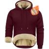 imageZITY Mens Sherpa Lined Hoodie Sweatshirts Heavy Pullover Kangaroo Pocket Winter Windproof Warm Fleece Hoodie AthleticWine Red