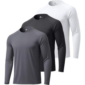 imageZITY 3 Pack Long Sleeve Shirts for Men UPF 50 Sun Protection Crew Neck TShirt Rash Guard for Hiking Running Swimming3packblackWhiteDark Gray
