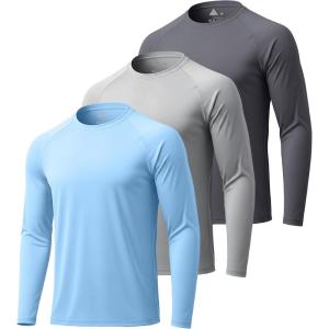 imageZITY 3 Pack Long Sleeve Shirts for Men UPF 50 Sun Protection Crew Neck TShirt Rash Guard for Hiking Running Swimming3packlight Sky BlueLight GrayDark Gray