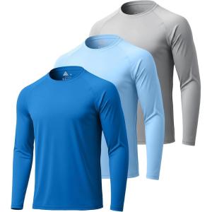imageZITY 3 Pack Long Sleeve Shirts for Men UPF 50 Sun Protection Crew Neck TShirt Rash Guard for Hiking Running Swimming3packroyal BlueLight Sky BlueLight Gray