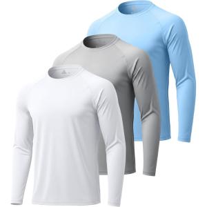 imageZITY 3 Pack Long Sleeve Shirts for Men UPF 50 Sun Protection Crew Neck TShirt Rash Guard for Hiking Running Swimming3packwhiteLight Sky BlueLight Gray