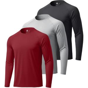 imageZITY 3 Pack Long Sleeve Shirts for Men UPF 50 Sun Protection Crew Neck TShirt Rash Guard for Hiking Running Swimming3packwine RedLight GrayBlack