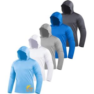 imageZITY 5 Pack Mens Sun Protection Long Sleeve Hoodie Shirts UPF 50 Fishing Shirts Lightweight Athletic Rash Guard SweatshirtsLightblueWhiteLightgrayAzureDarkblue