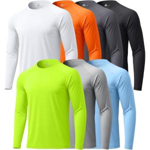 imageZITY 7 Pack Long Sleeve Shirts for Mens UPF 50 Sun Protection TShirt Active Crew Neck Tee Workout Tops Bulk7packlightblueNeongreenOrangeLightgrayDarkgrayBlackWhite