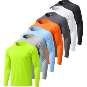 imageZITY 7 Pack Long Sleeve Shirts for Mens UPF 50 Sun Protection TShirt Active Crew Neck Tee Workout Tops BulkFluorescentgreenwhiteneonorangelightbluelightgraydarkgrayblack