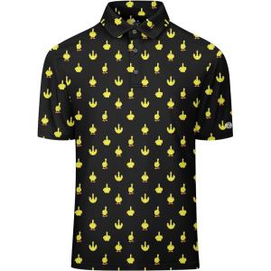 imageZITY Select Golf Shirts for Men Short Sleeve UPF 50 Print Performance Polo Moisture Wicking Funny Golf Collared ShirtsBlack Duck Gesture