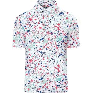 imageZITY Select Golf Shirts for Men Short Sleeve UPF 50 Print Performance Polo Moisture Wicking Funny Golf Collared ShirtsBlue Pink Paint