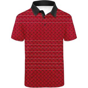 imageZITY Select Golf Shirts for Men Short Sleeve UPF 50 Print Performance Polo Moisture Wicking Funny Golf Collared ShirtsRed