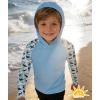 imageZITY Boys Rash Guard Hooded Fishing Shirt Kids UPF 50 Long Sleeve Sun Hoodie Youth UV Protection Beach Swim ShirtsLight Blue