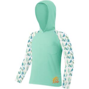 imageZITY Boys Rash Guard Hooded Fishing Shirt Kids UPF 50 Long Sleeve Sun Hoodie Youth UV Protection Beach Swim ShirtsMint Green